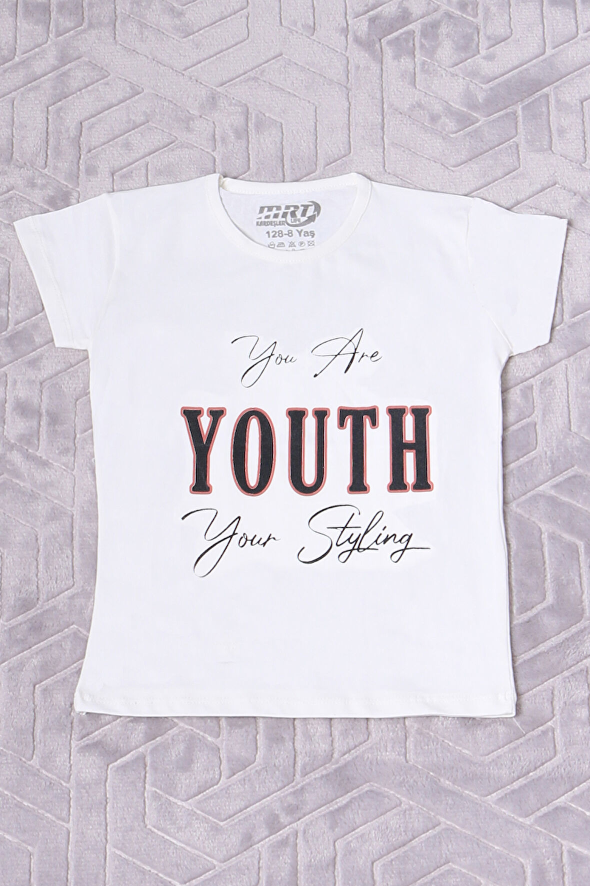 KIZ ÇOCUK TSHİRT YOUTH BASKILI BİSİKLET YAKA C39