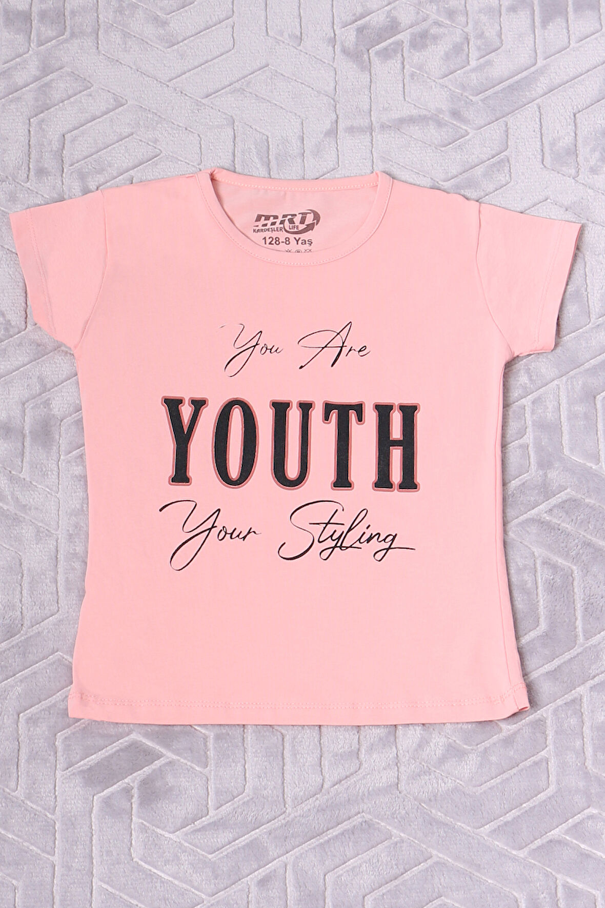 KIZ ÇOCUK TSHİRT YOUTH BASKILI BİSİKLET YAKA C39