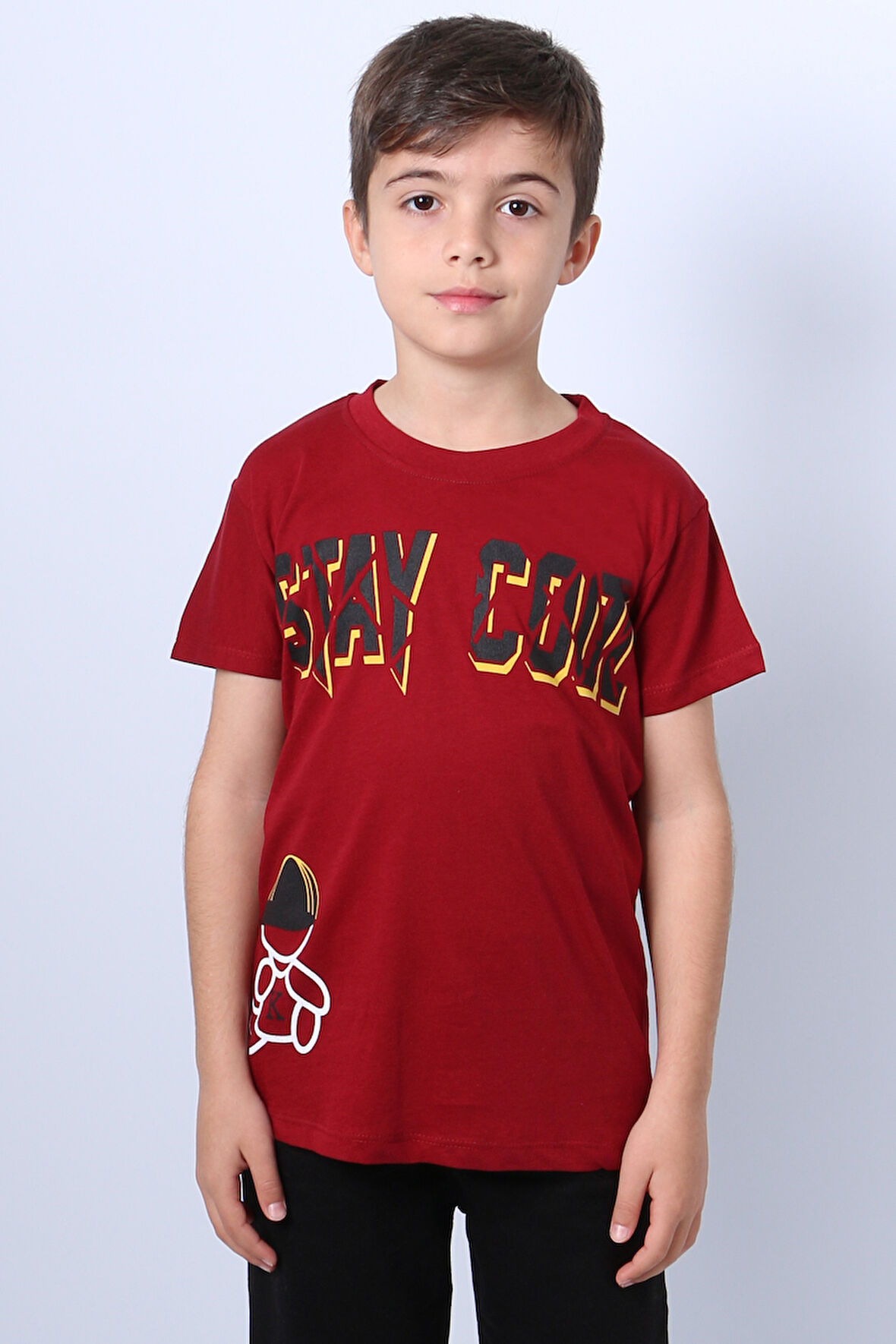 ERKEK ÇOCUK TİŞÖRT STAY COOL BASKILI BİSİKLET YAKA F18