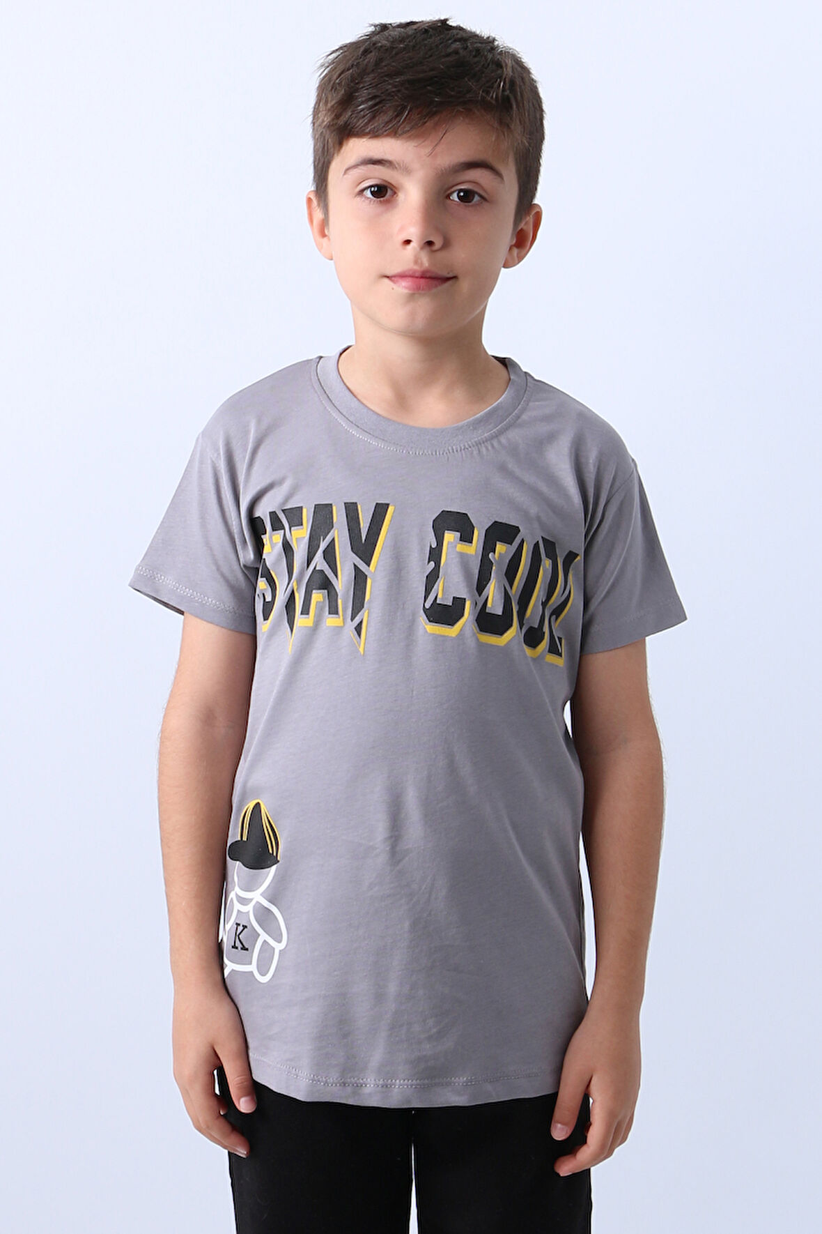 ERKEK ÇOCUK TİŞÖRT STAY COOL BASKILI BİSİKLET YAKA F18