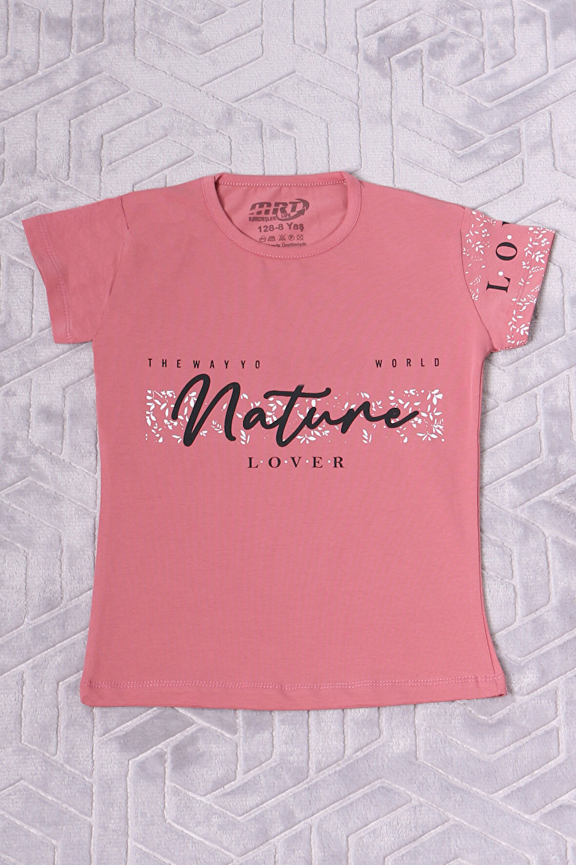 KIZ ÇOCUK TSHİRT NATURE BASKILI BİSİKLET YAKA E12