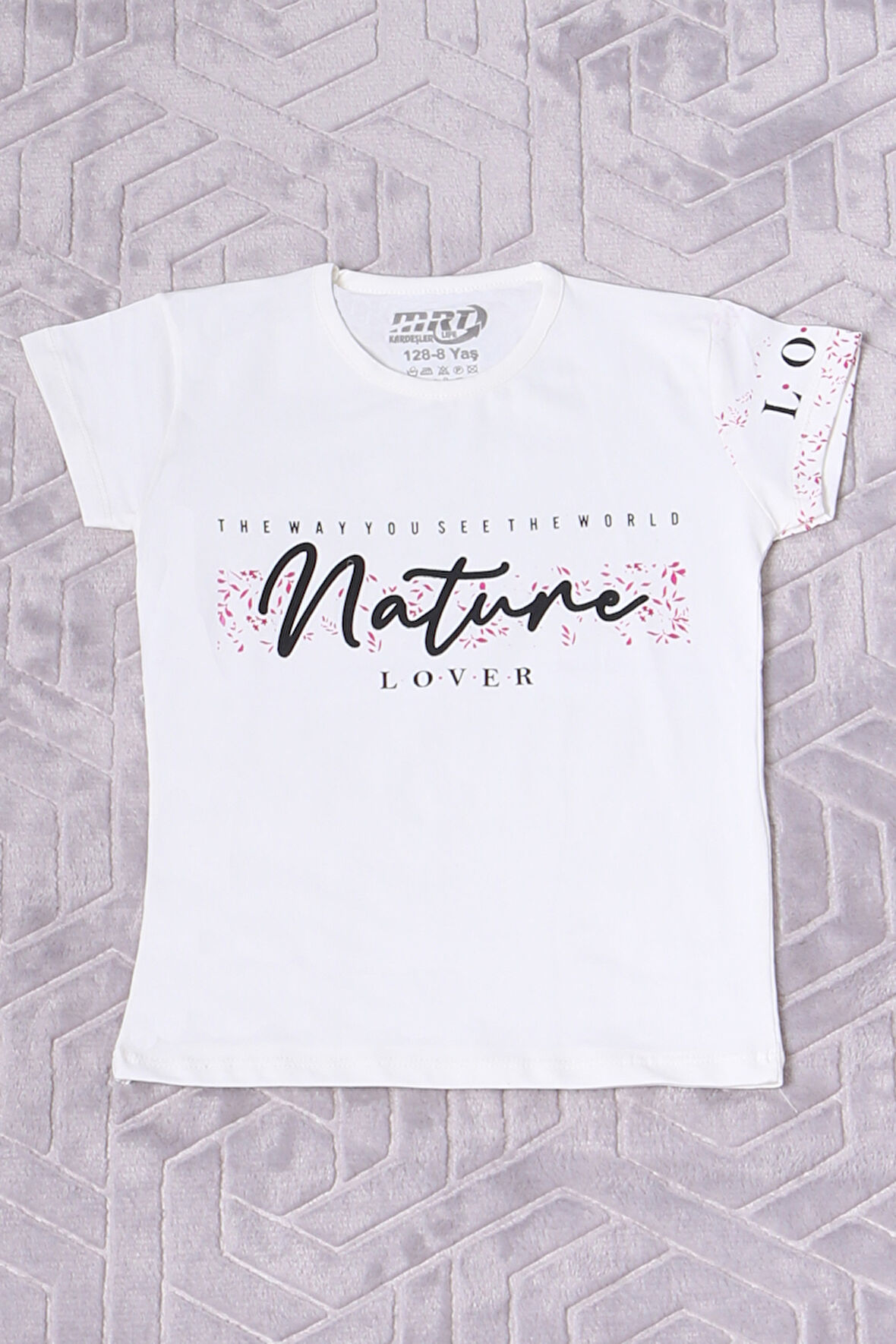 KIZ ÇOCUK TSHİRT NATURE BASKILI BİSİKLET YAKA E12