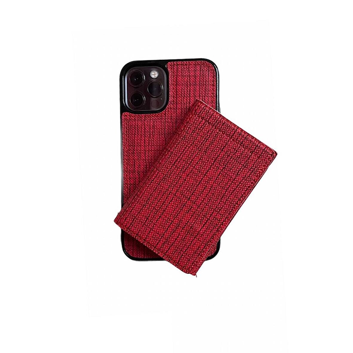 Smcase iPhone 12 Pro Kılıf Kumaş Spor 2-1 Kartlıklı Cüzdan