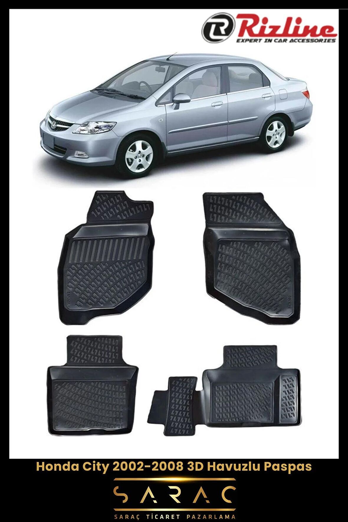 Rizline Honda City 2002-2008 3D Havuzlu Paspas
