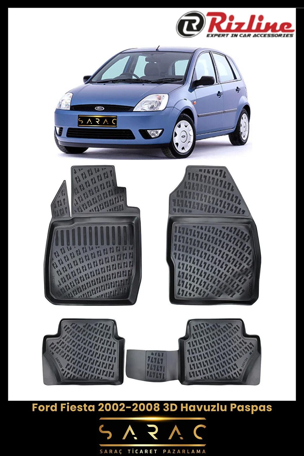 Rizline Ford Fiesta 2002-2008 3D Havuzlu Paspas