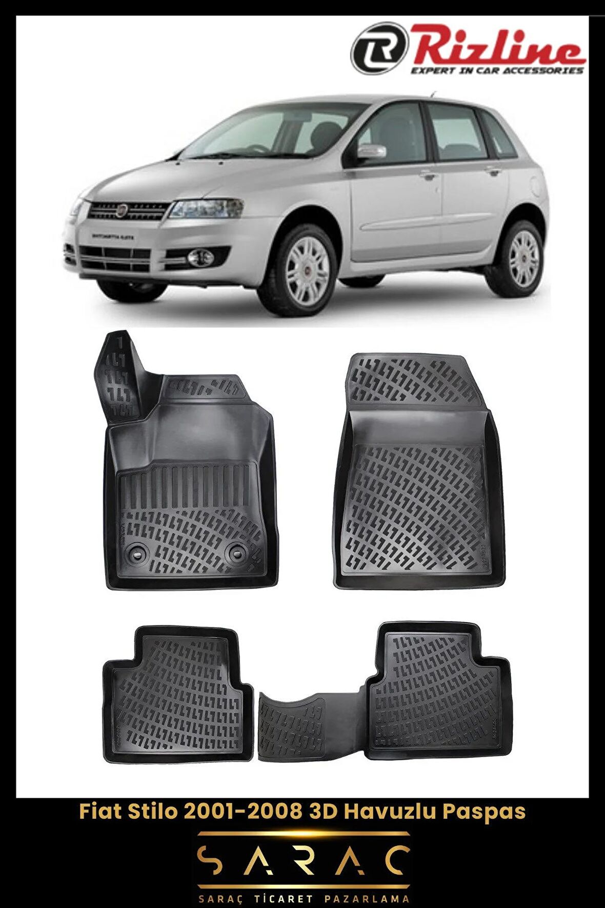 Rizline Fiat Stilo 2001-2008 3d Havuzlu Paspas