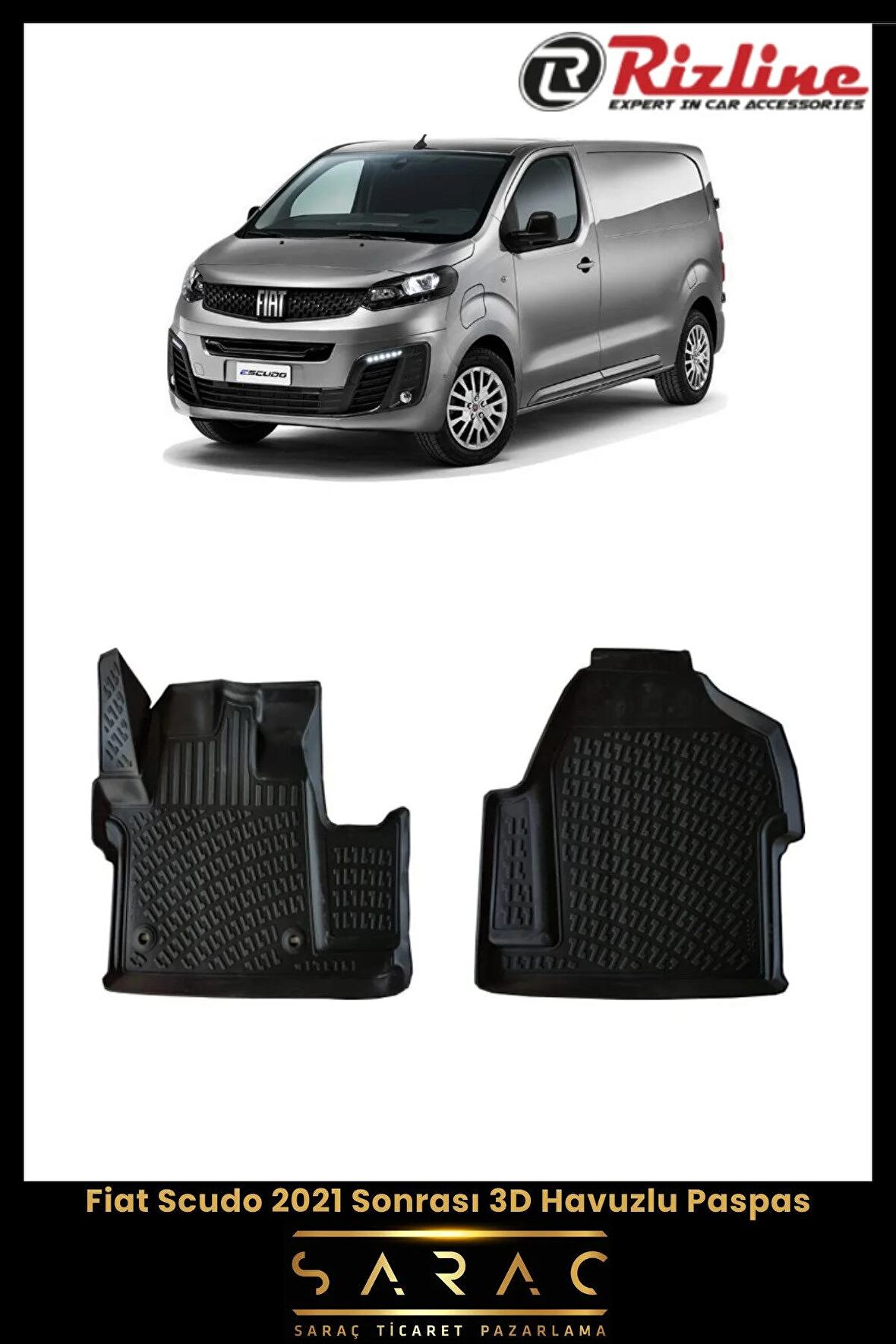 Rizline Fiat Scudo 2021 Sonrası 3D Havuzlu Paspas