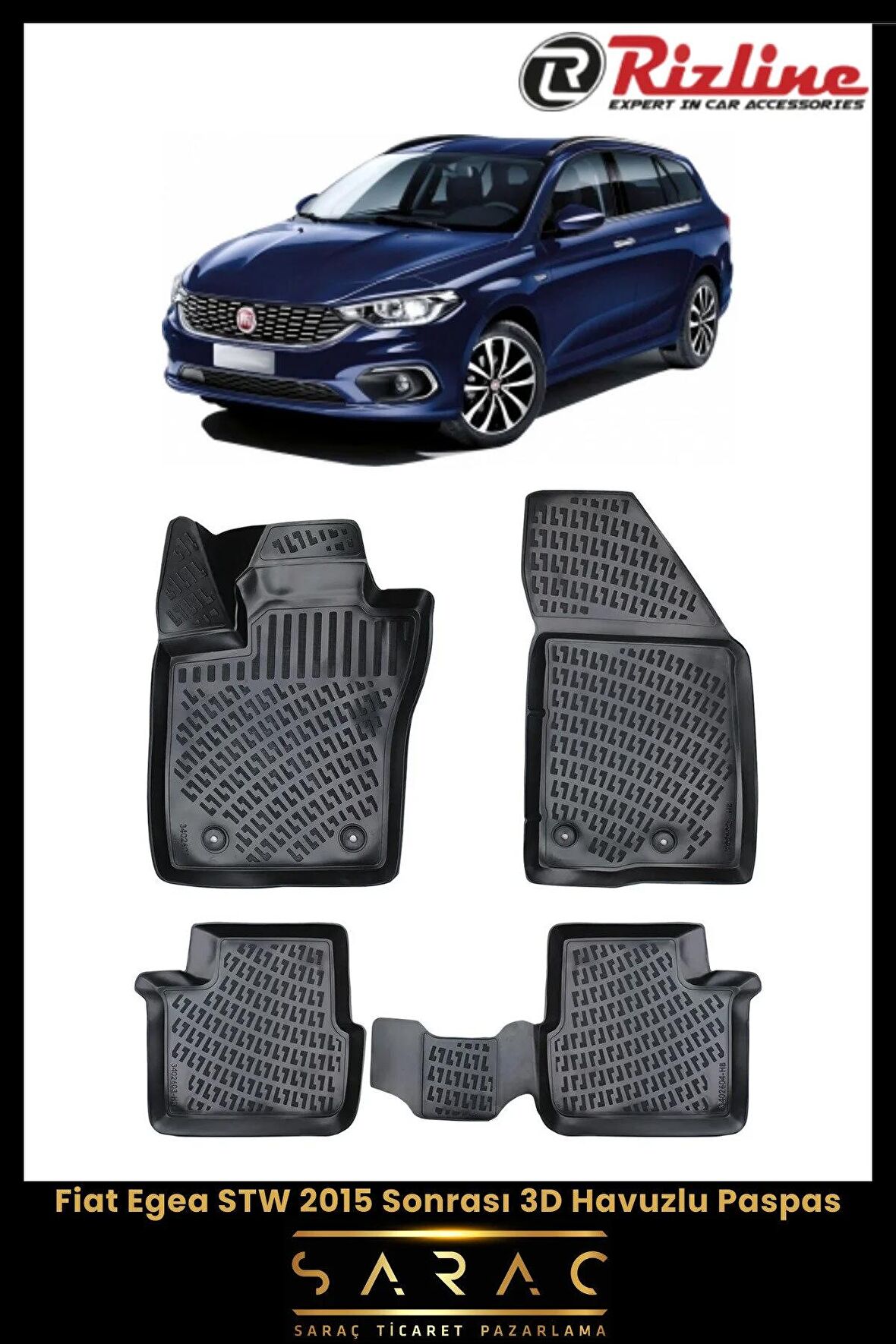 Rizline Fiat Egea STW 2015 Sonrası 3D Havuzlu Paspas