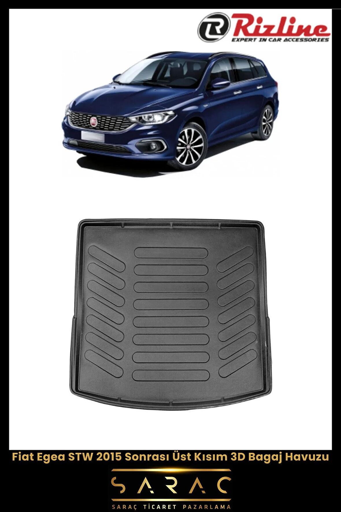 Rizline Fiat Egea STW 2015 Sonrası Üst Kısım 3D Bagaj Havuzu