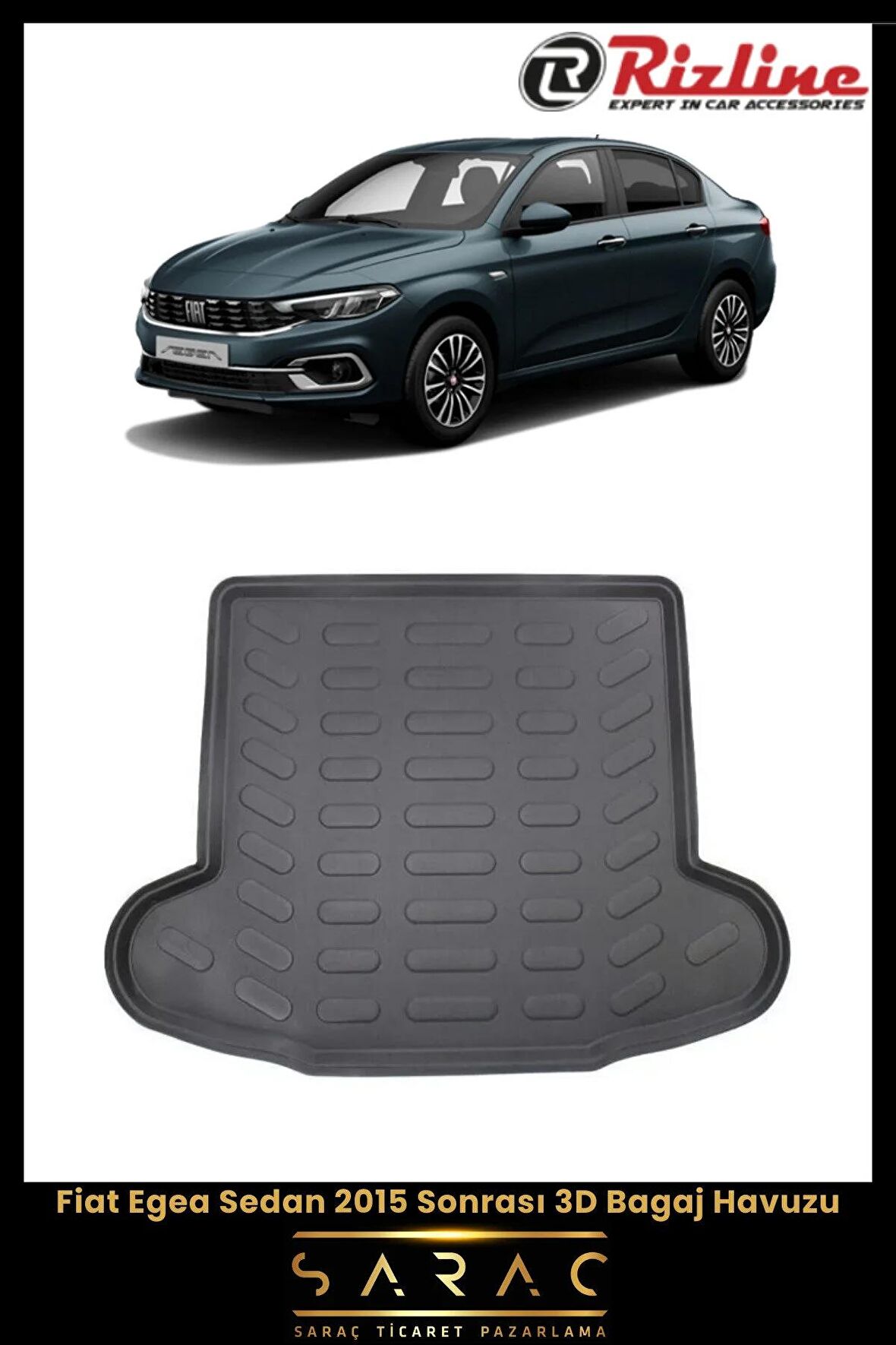 Rizline Fiat Egea Sedan 2015 Sonrası 3D Bagaj Havuzu