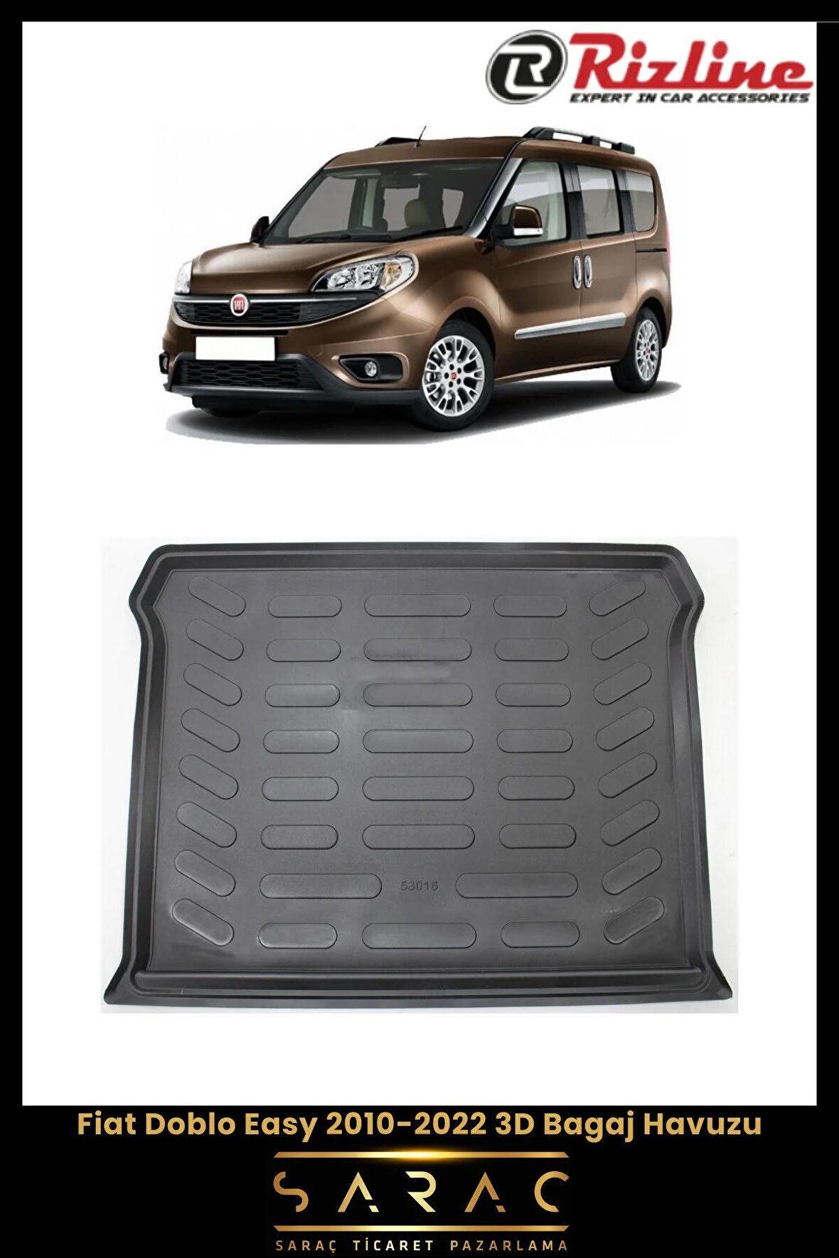 Rizline Fiat Doblo Easy 2010-2022 3D Bagaj Havuzu