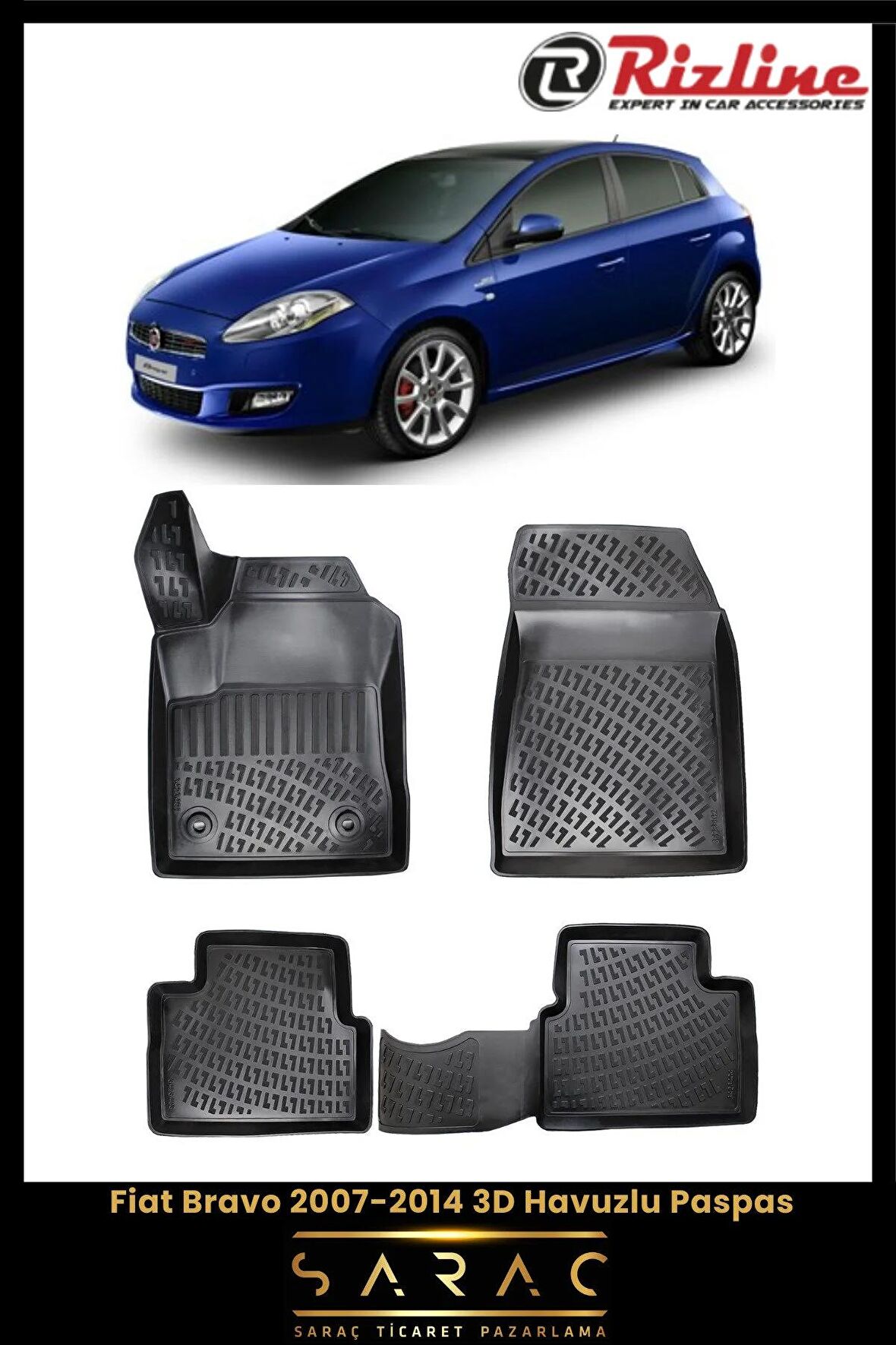 Rizline Fiat Bravo 2007-2014 3D Havuzlu Paspas