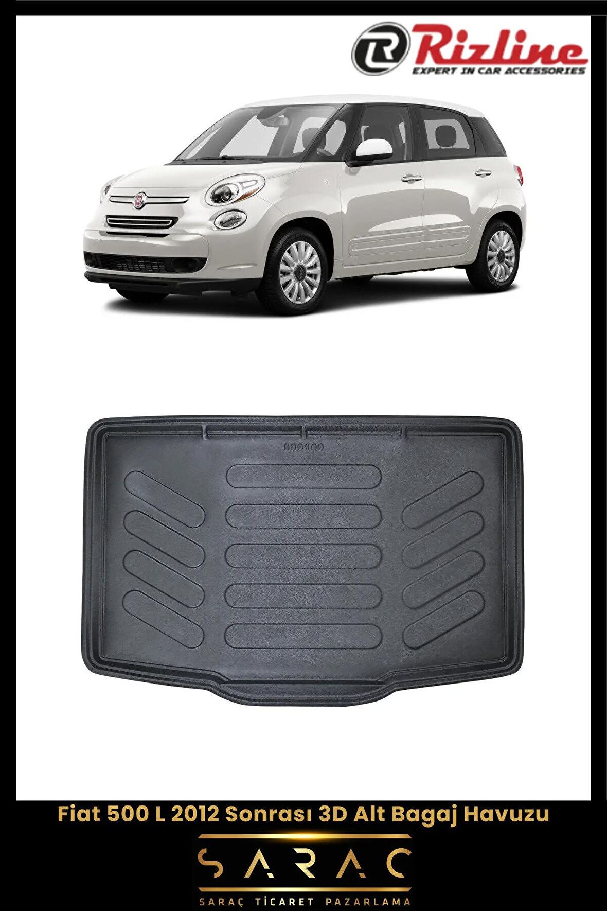 Rizline Fiat 500L 2012 Sonrası 3D Alt Bagaj Havuzu
