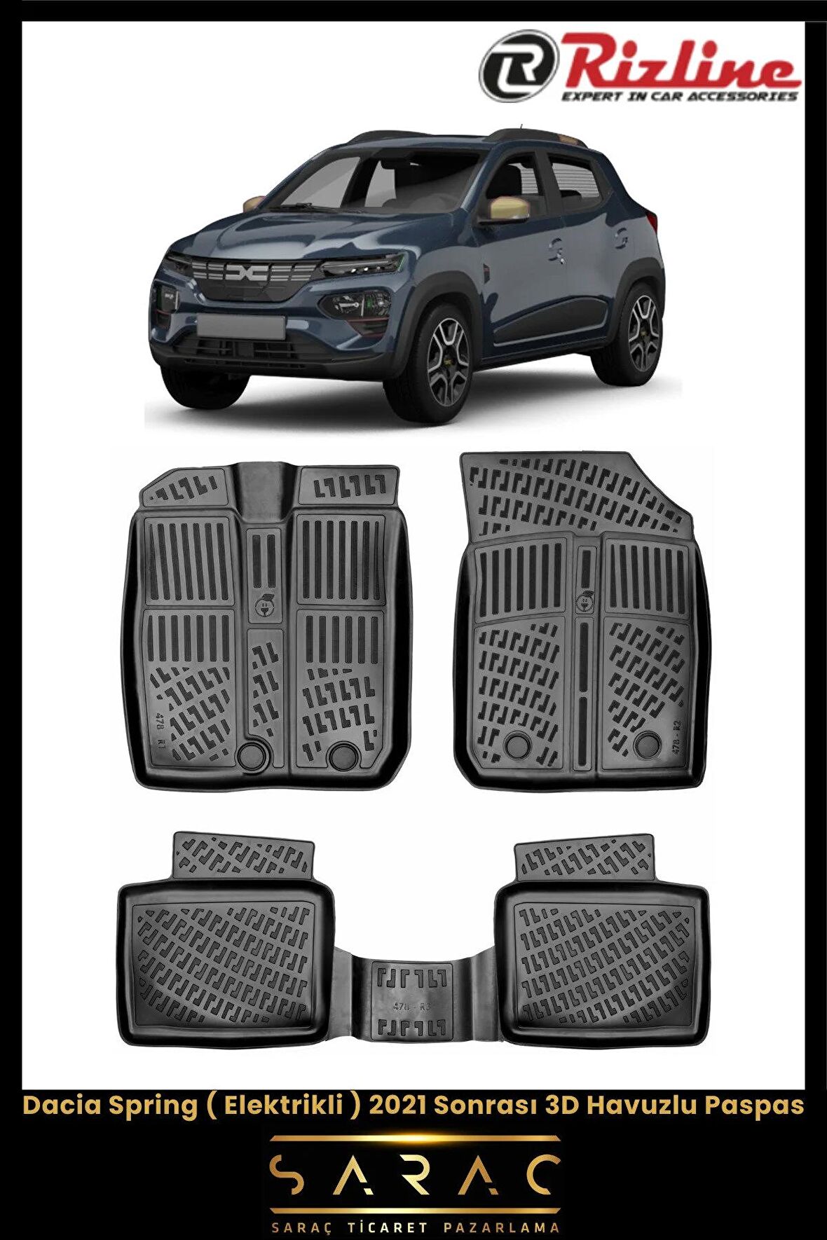 Rizline Dacia Spring ( Elektrikli ) 2021 Sonrası 3d Havuzlu Paspas