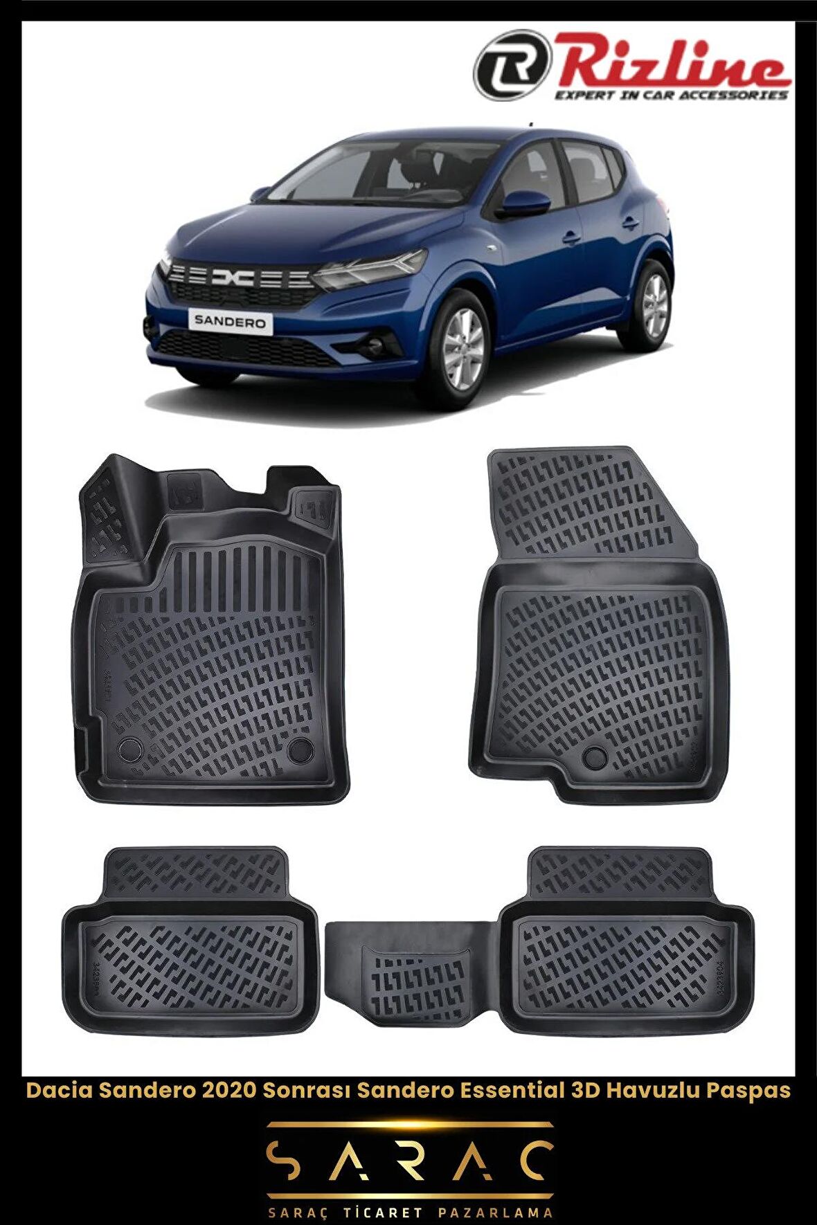 Rizline Dacia Sandero 2020 Sonrası Sandero Essential 3d Havuzlu Paspas
