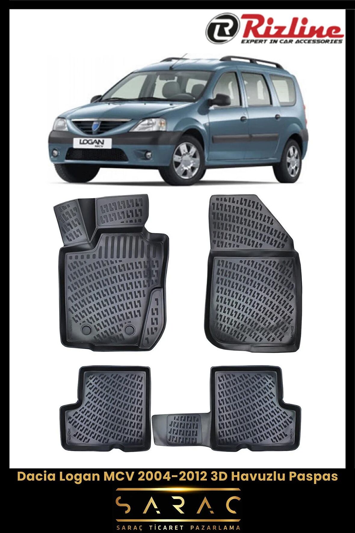 Rizline Dacia Logan Mcv 2004-2012 3d Havuzlu Paspas