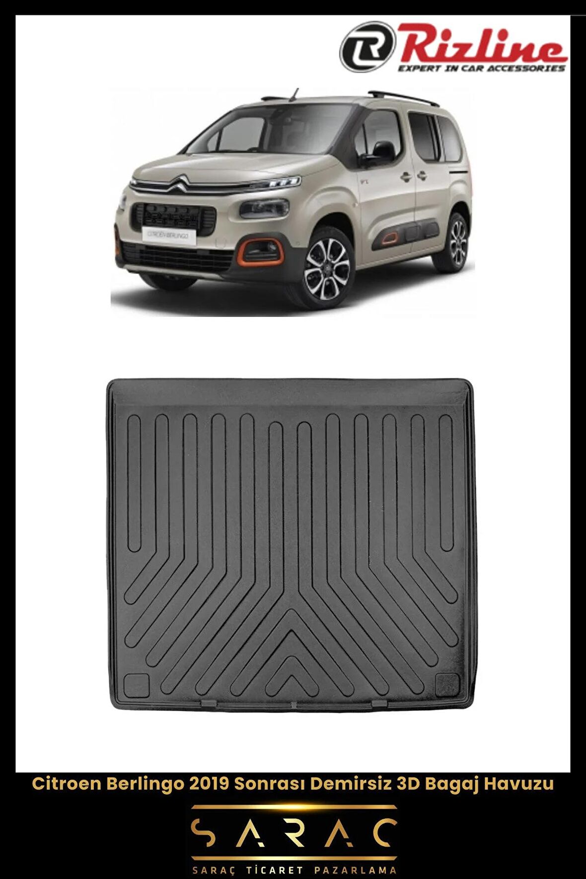 Rizline Citroen Berlingo 2019 Sonrası Demirsiz 3d Bagaj Havuzu