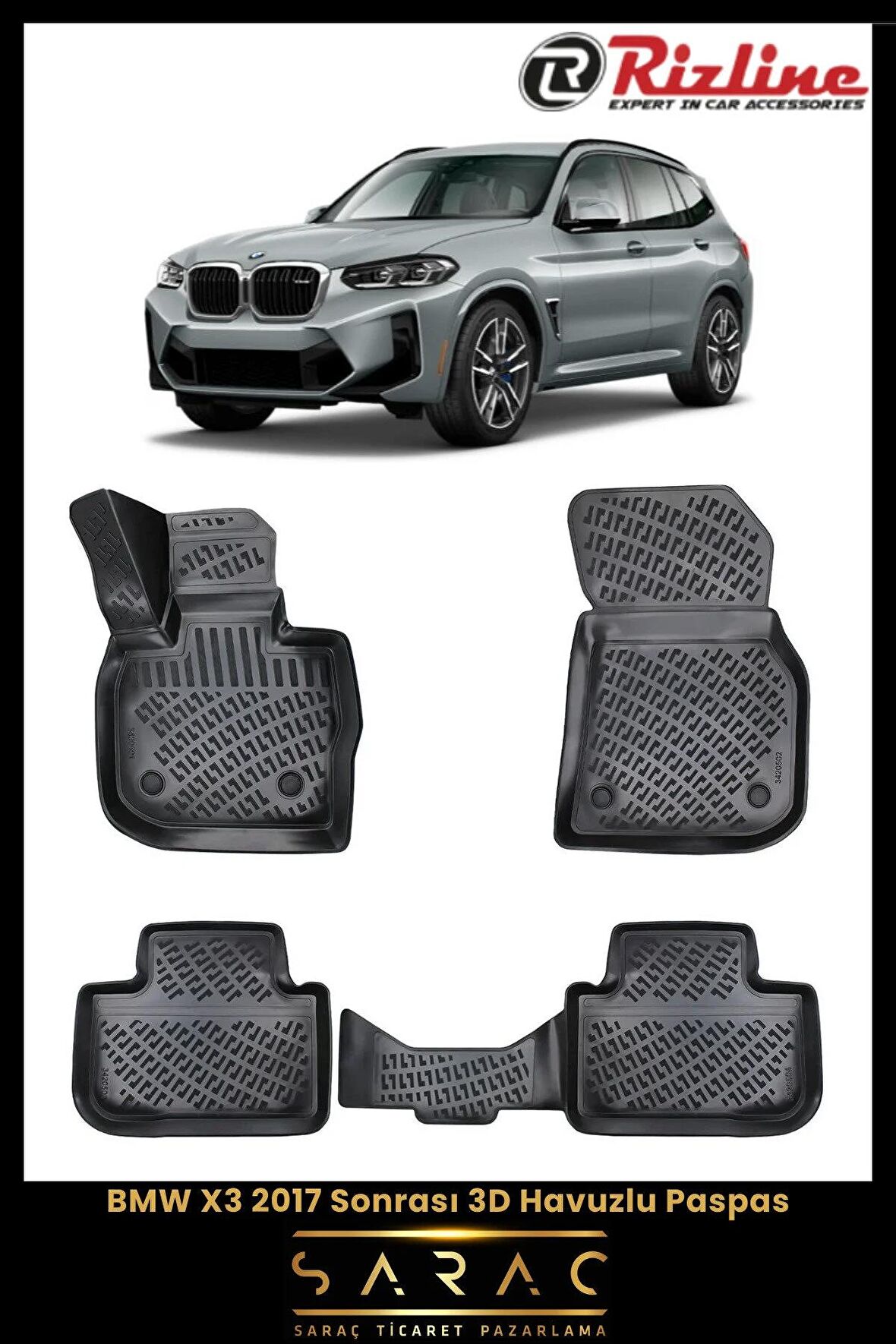 Rizline BMW X3 2017 Sonrası 3D Havuzlu Paspas
