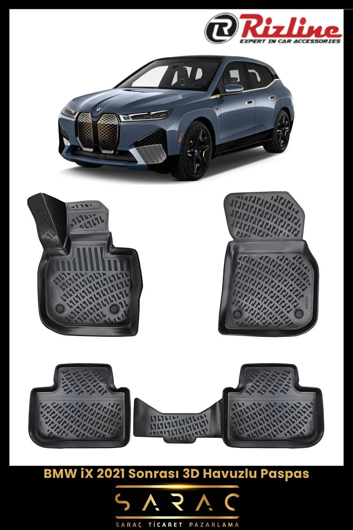 Rizline Bmw Ix 2021 Sonrası 3d Havuzlu Paspas