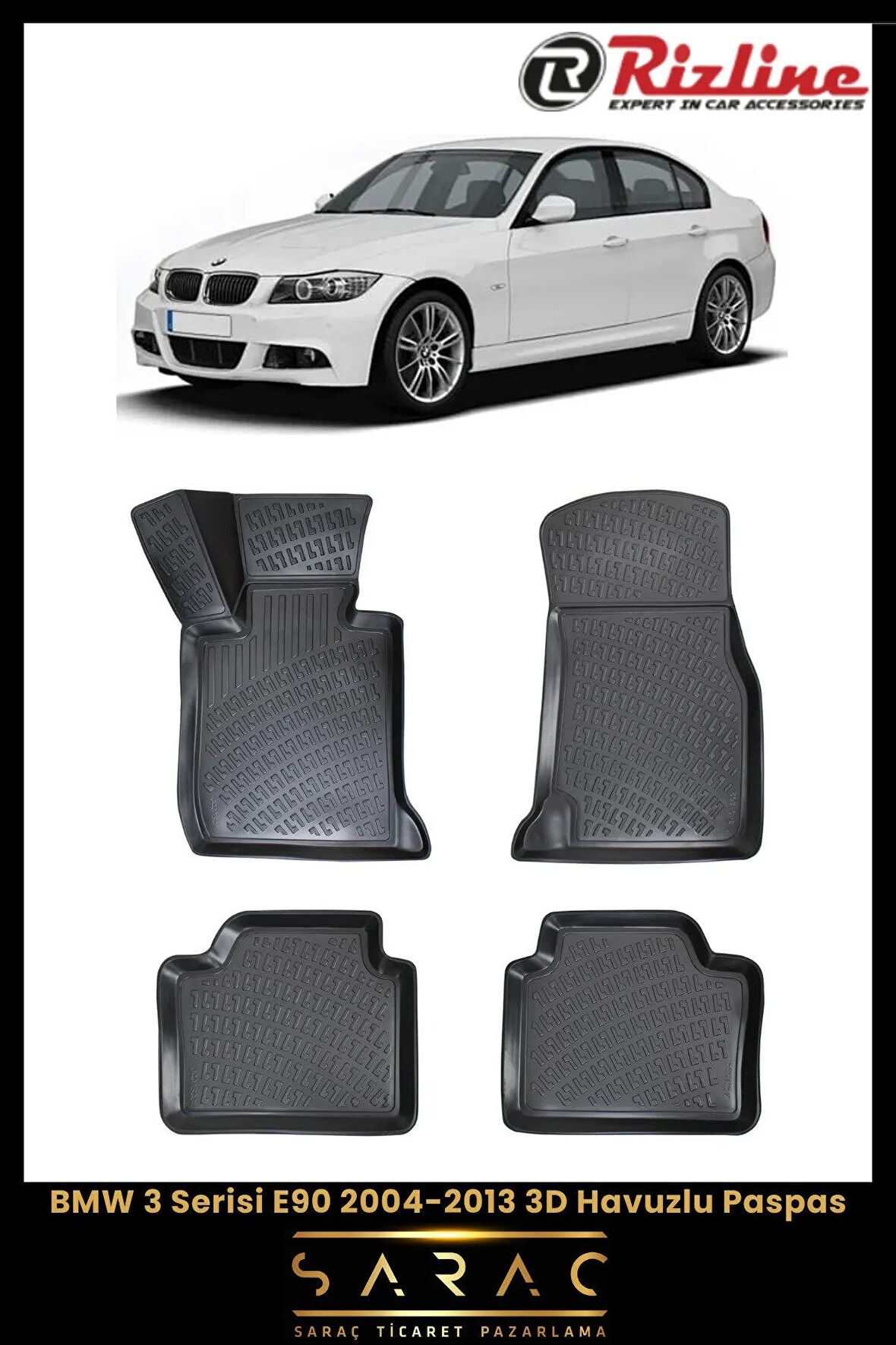Rizline BMW 3 Serisi E90 2004-2013 3D Havuzlu Paspas