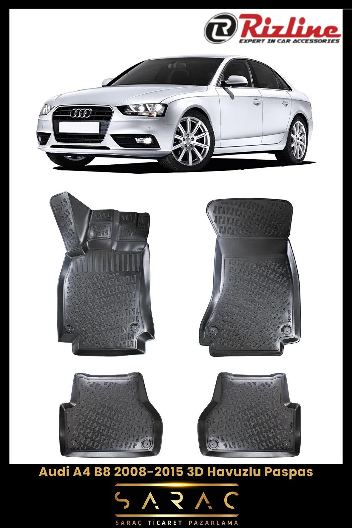 Rizline Audi A4 B8 2008-2015 3d Havuzlu Paspas
