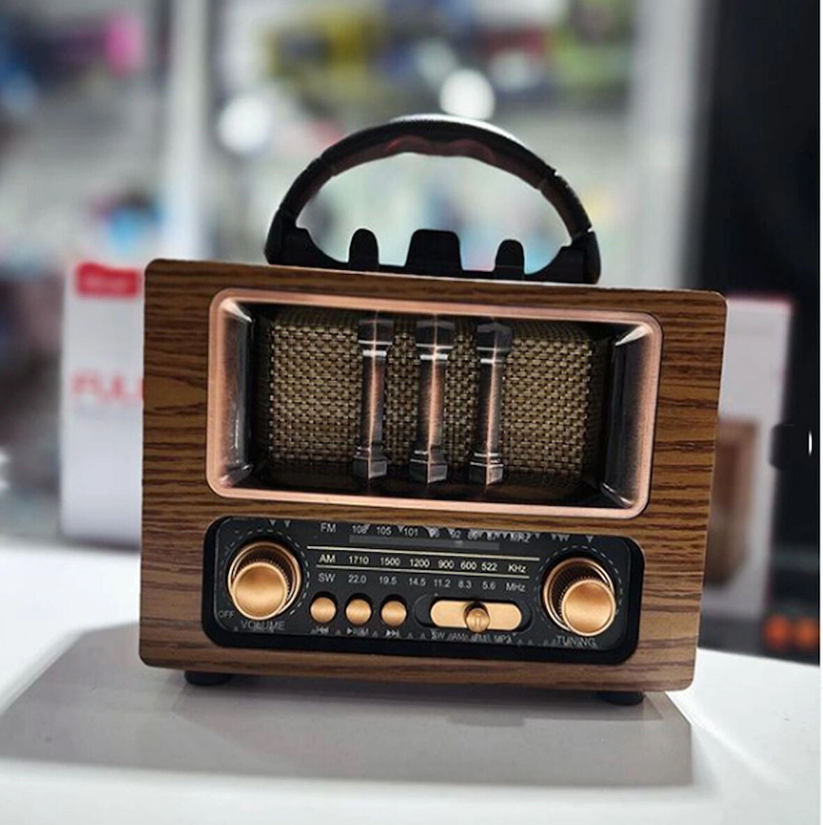 RT-731 Blutoothlu Radyo Fm - Sd Kart - Flash Bellek Girişli Ahşap Portatif Nostaljı Tasarımlı