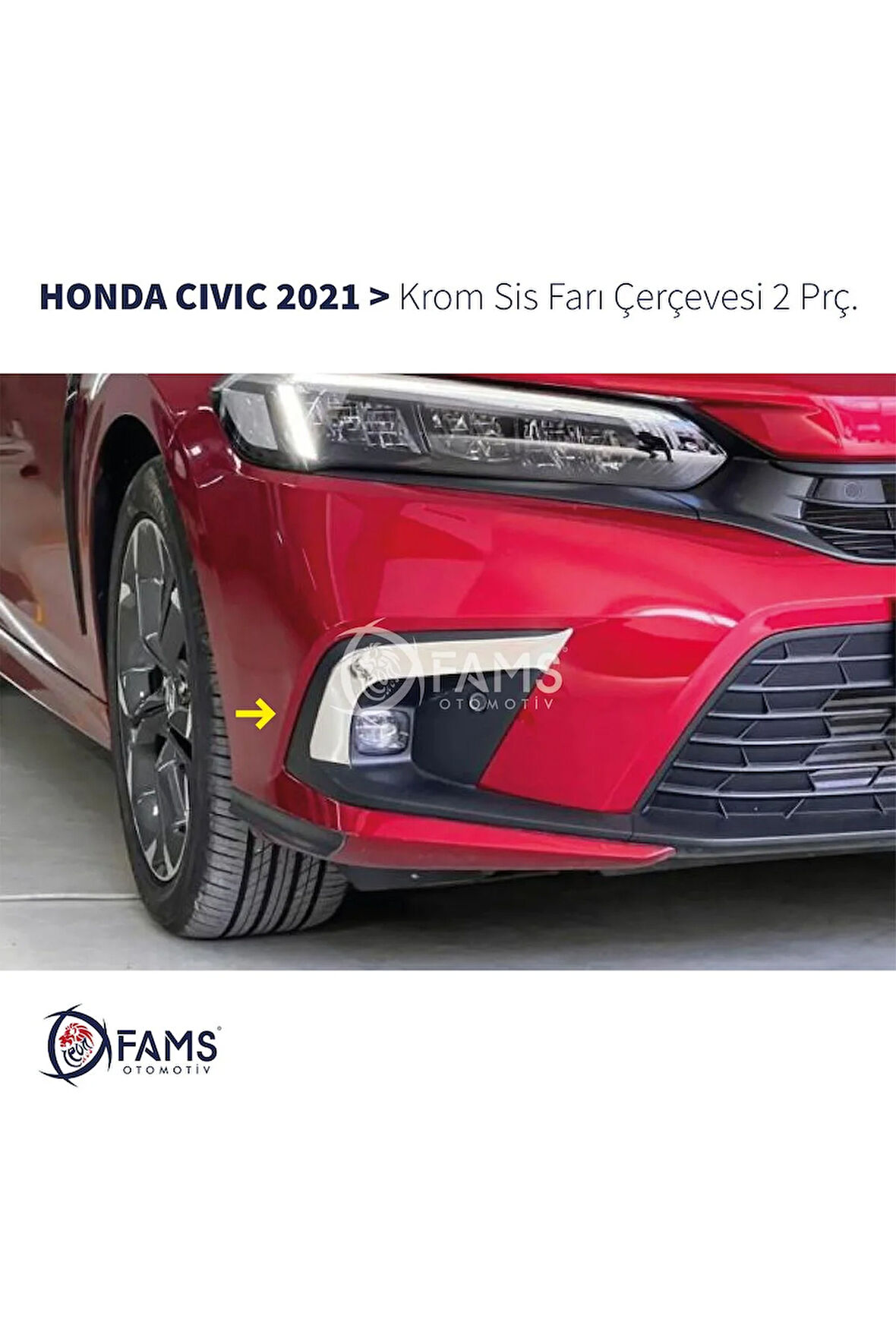 Honda Civic Krom Sis Farı Çerçevesi 2 parça 2021> Paslanmaz Çelik