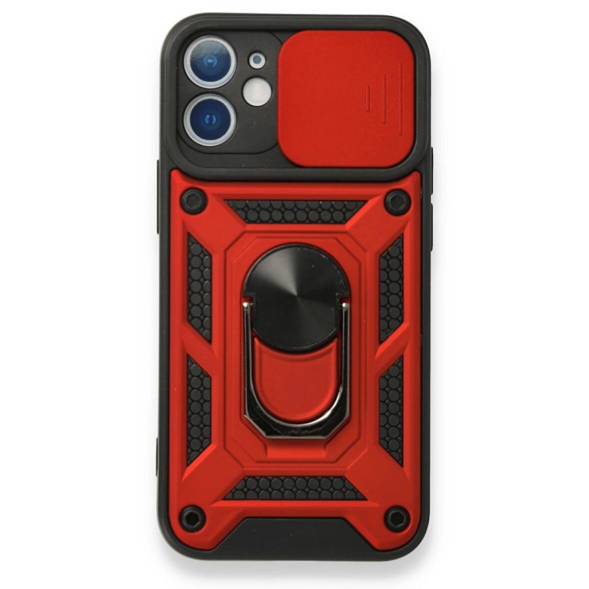 Smcase iPhone 12 Mini Kılıf Kamera Korumalı Yüzüklü Tank Pars Silikon