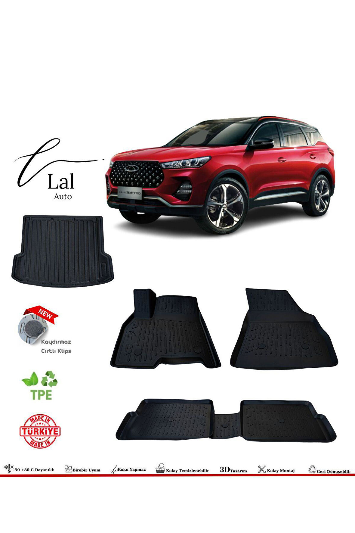 Chery Tiggo 7 Pro 2023+ 3D Havuzlu Paspas Bagaj Havuzu Seti