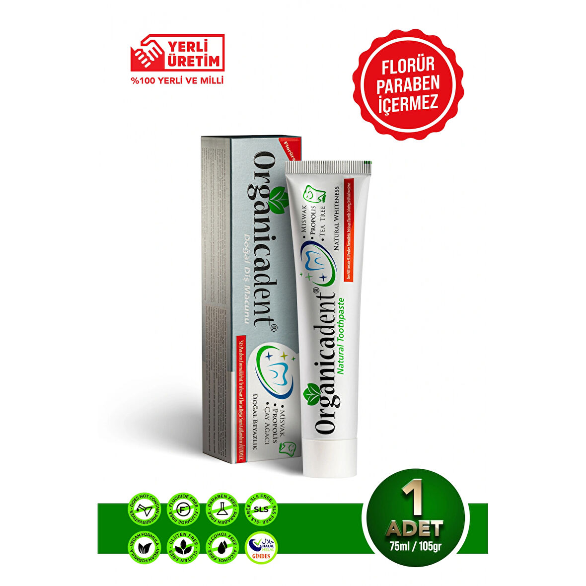 Organicadent Üçlü Koruma Doğal Diş Macunu 75 Ml