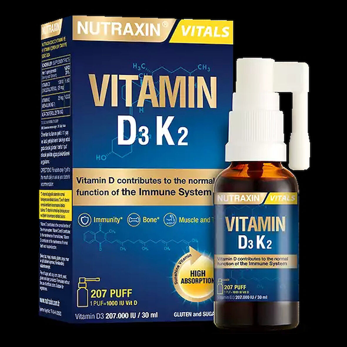 D3-K2 30 Ml Sprey - 1000 IU D3 Vitamini, 25 mcg K2 Vitamini