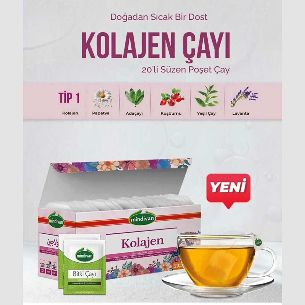 Kolajen Çayı 20li Süzen Poşet Çay Tip 1 Collegen İçerikli