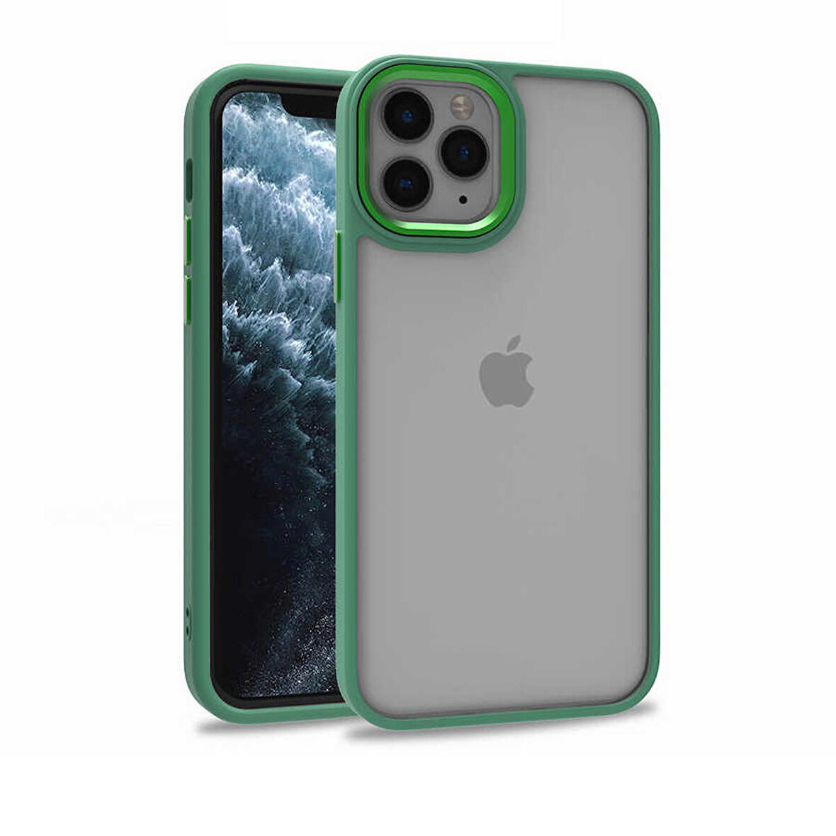 Gpack Apple iPhone 12 Pro Kılıf Flora Sert Silikon Arkası Cam Şeffaf