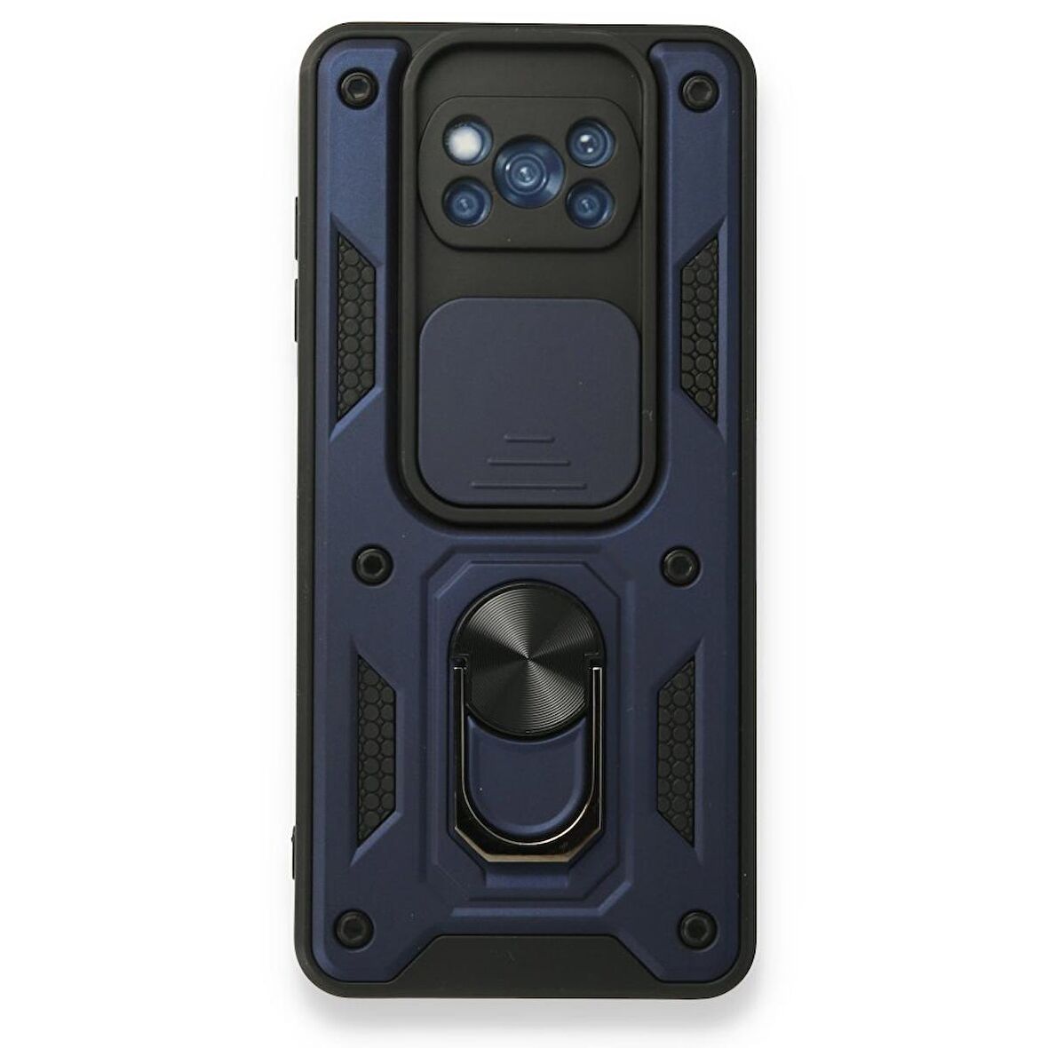 Smcase Xiaomi Poco X3 NFC Kılıf Kamera Korumalı Yüzüklü Tank Pars Silikon