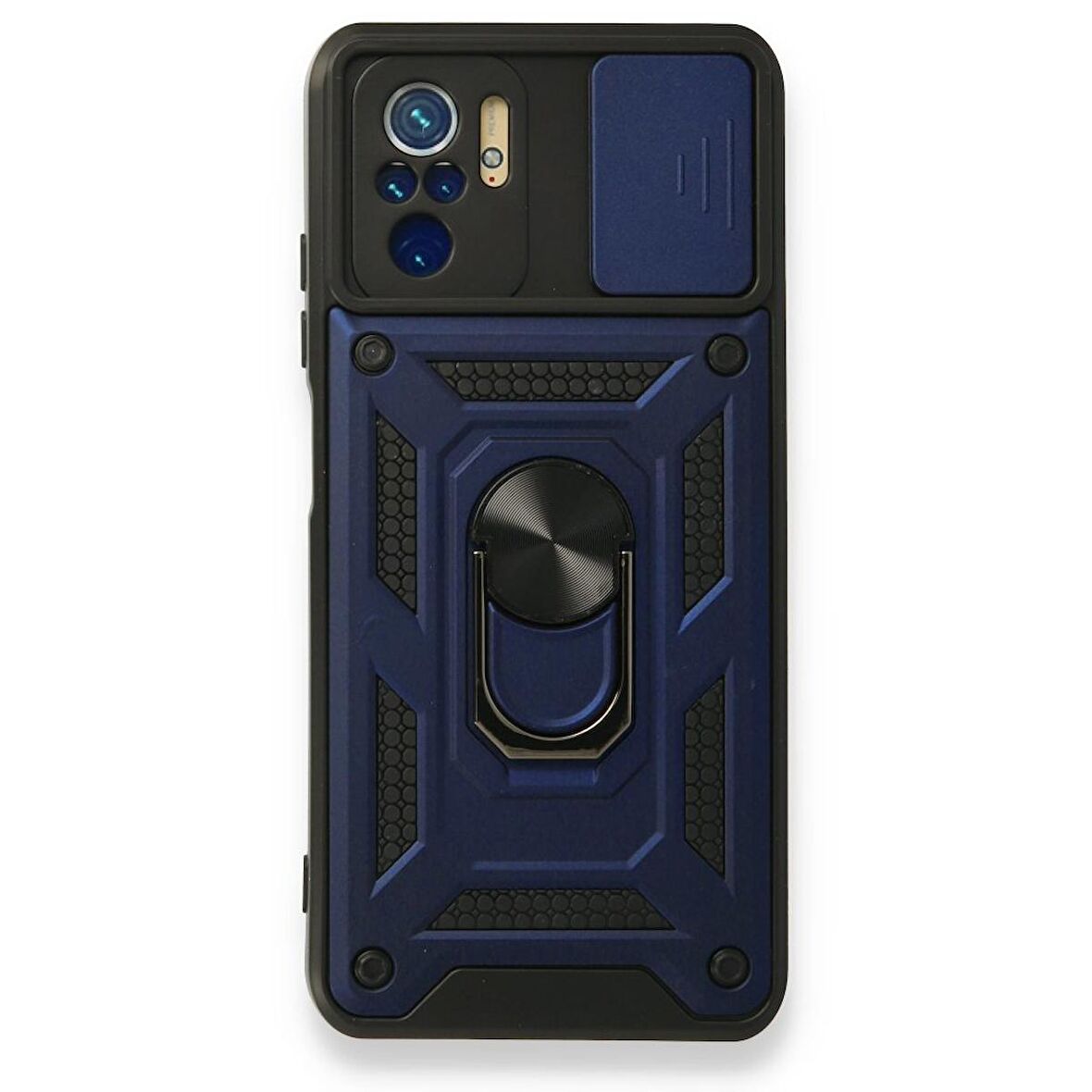 Smcase Xiaomi Redmi Note 10s Kılıf Kamera Korumalı Yüzüklü Tank Pars Silikon