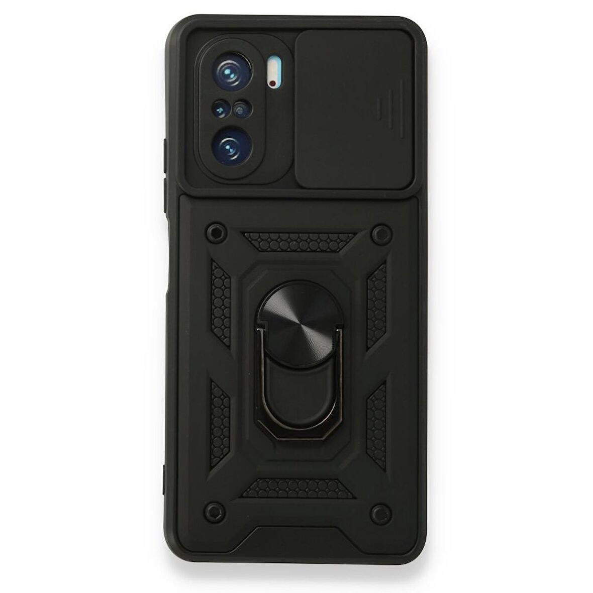 Smcase Xiaomi Poco F3 Kılıf Kamera Korumalı Yüzüklü Tank Pars Silikon