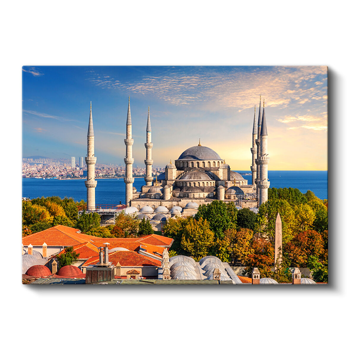 İstanbulun İncisi Sultanahmet Camii Panoramik Kanvas Tablo