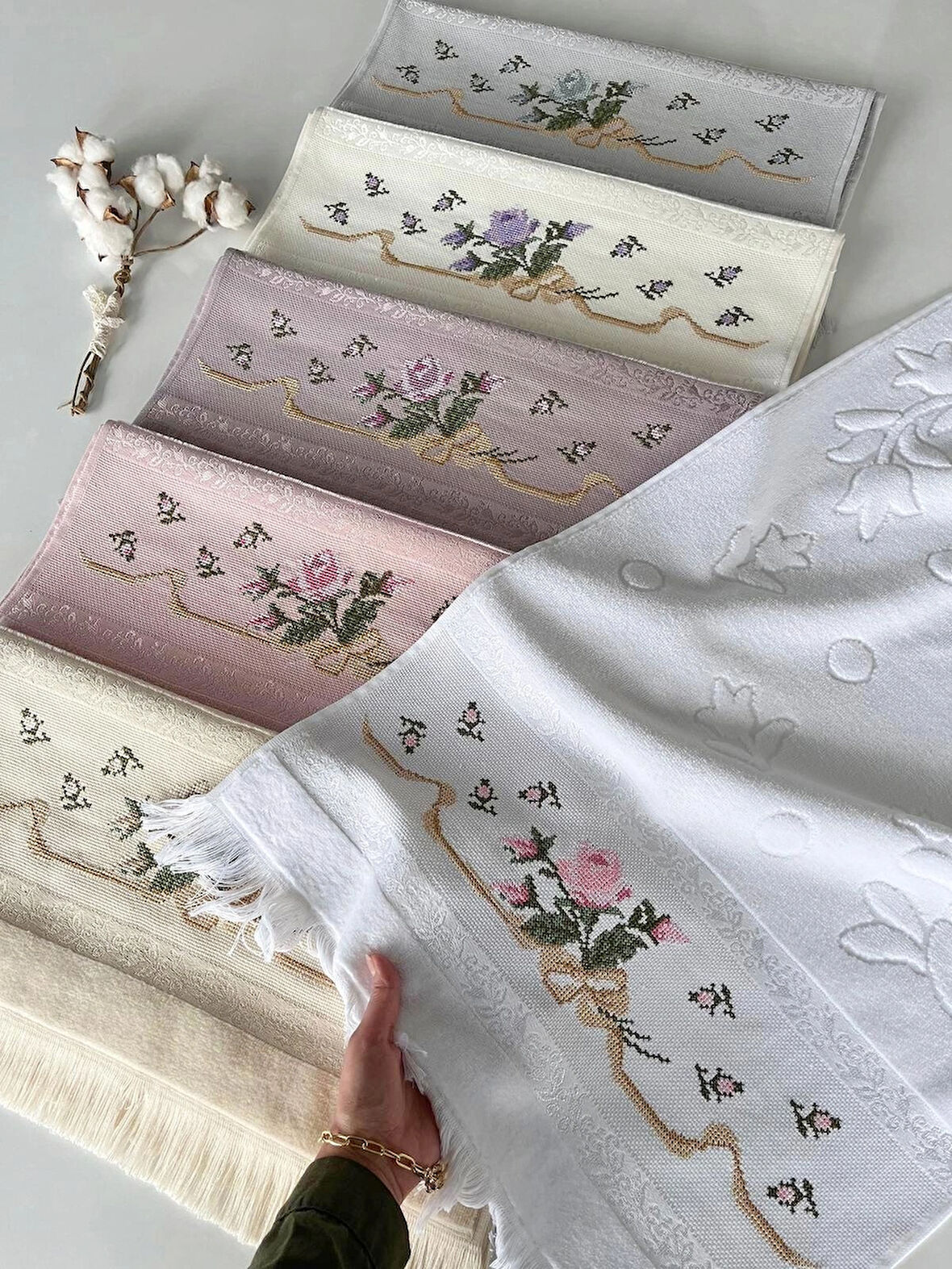 MYSOFT 50X90 RENKLİ NAKIŞLI HAVLU - FİYONK