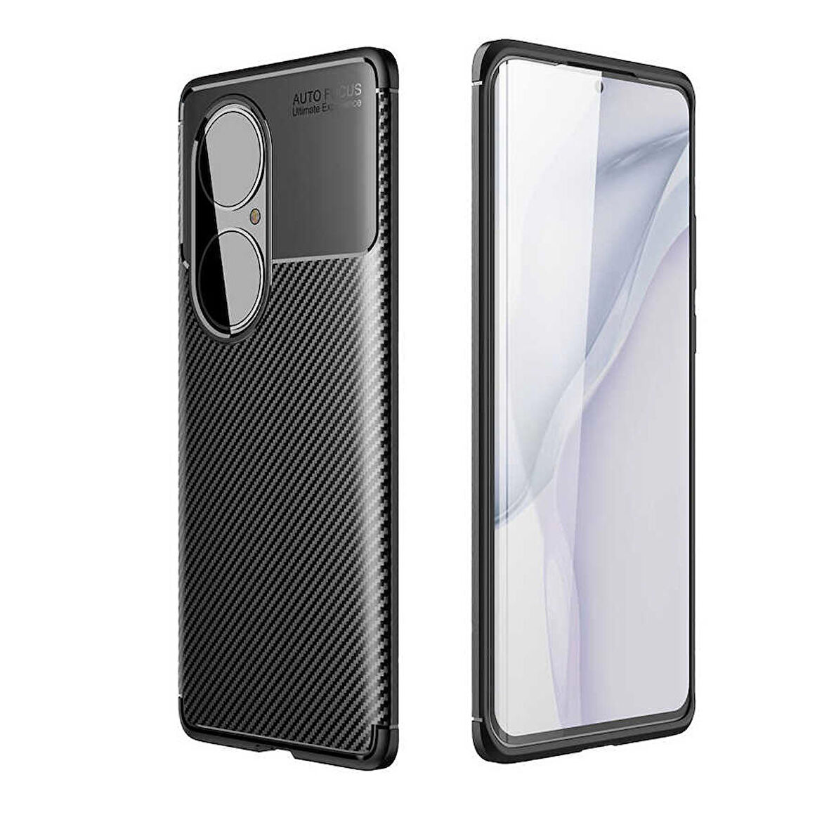 Huawei P50 Pro Kılıf Negro Karbon Görünüm Korumalı Silikon Lüx