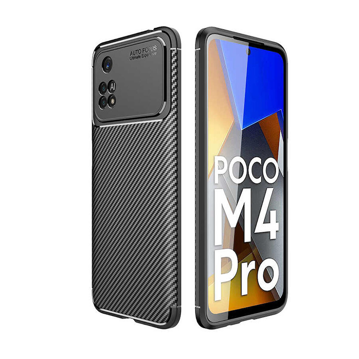 Gpack Xiaomi Poco M4 Pro 4G Kılıf Negro Karbon Kamera Korumalı Silikon Lüx
