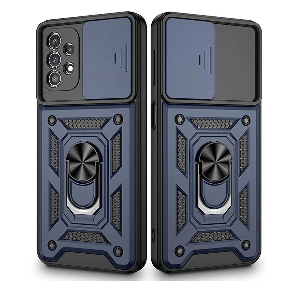 Gpack Samsung Galaxy A53 Kılıf Sert Silikon Tank Aramid Sürgülü Vega Yüzüklü