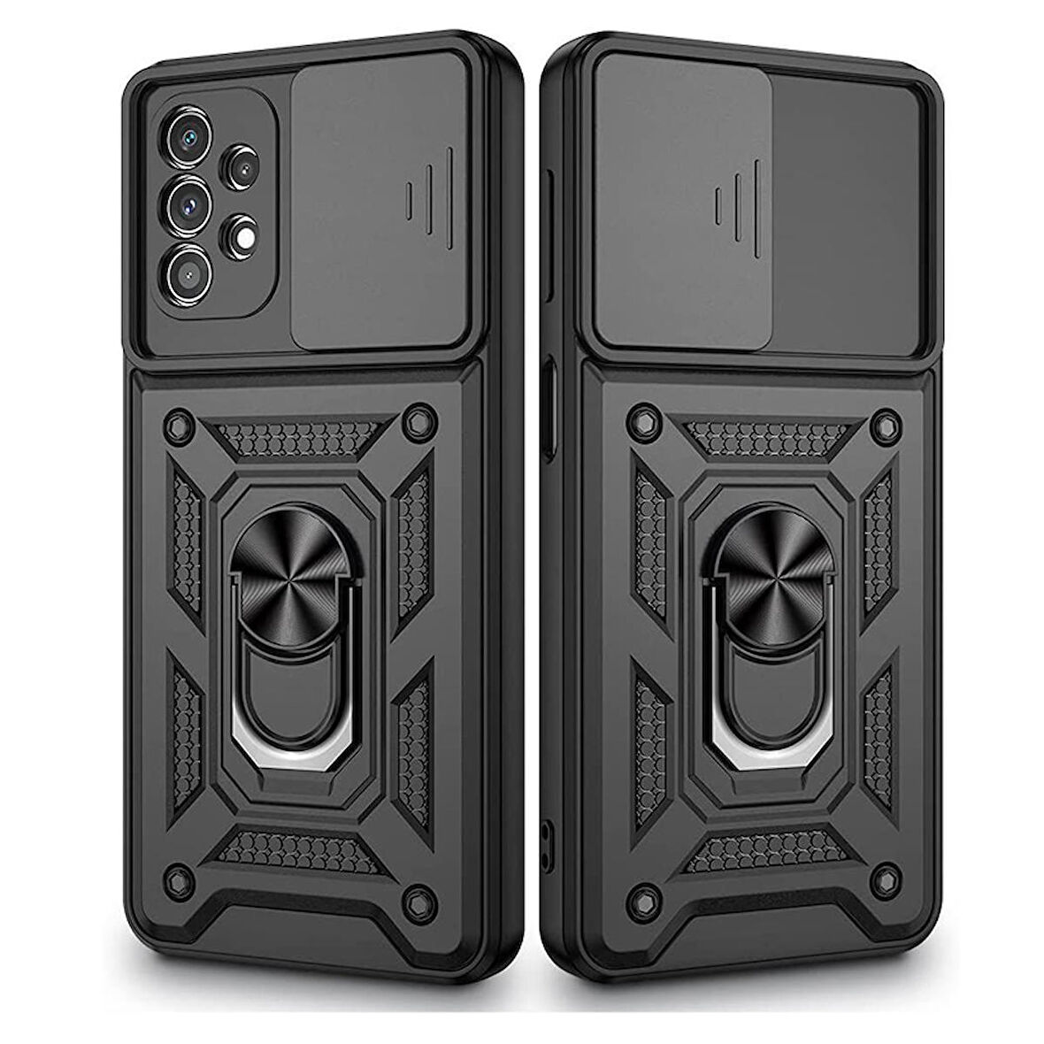 Gpack Samsung Galaxy A73 Kılıf Sert Silikon Tank Aramid Sürgülü Vega Yüzüklü