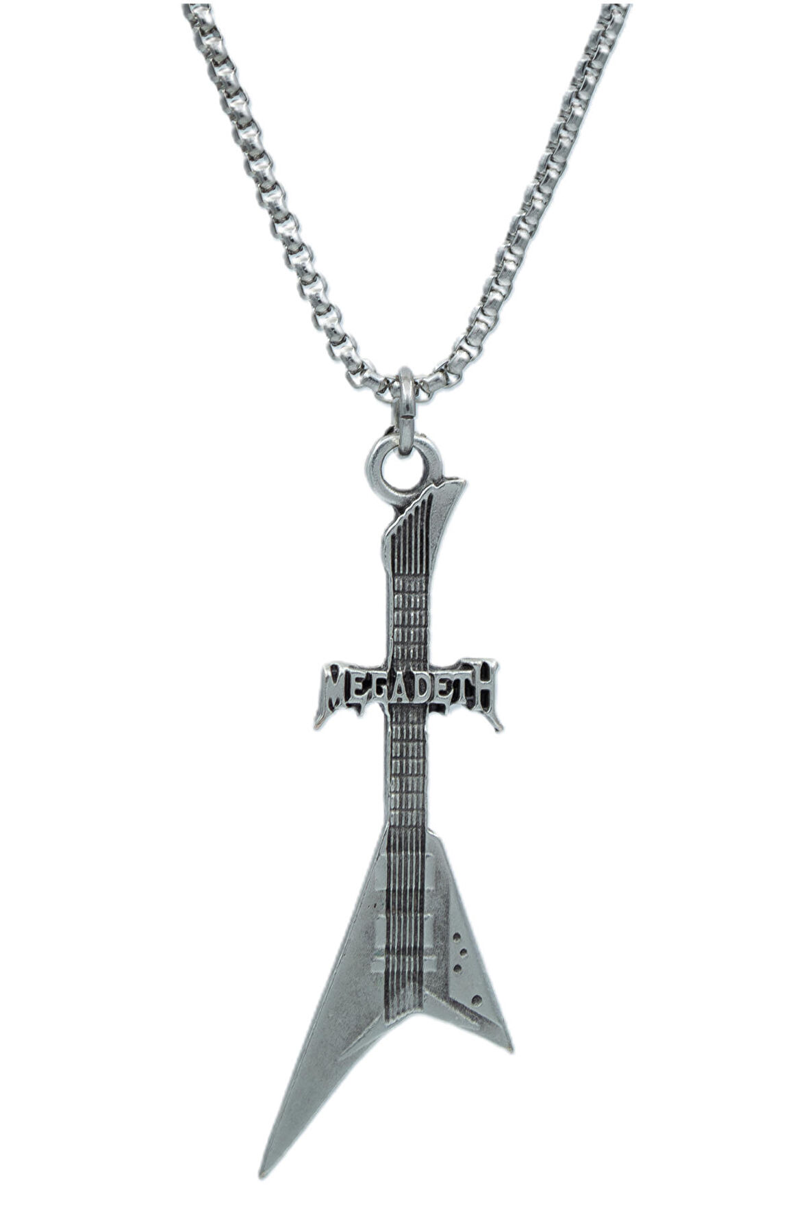 Megadeth Elektro Gitar Örme Zincir Kolye - Gümüş Kaplama - Erkek Kadın Kolye - No:1557