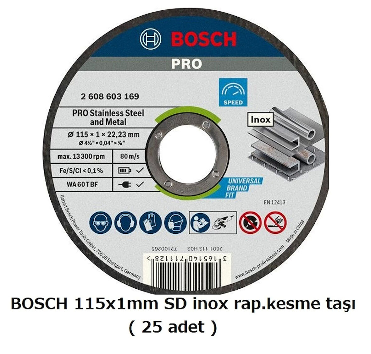 bosch 115x1mm SD inox rap.kesme taşı ( 25 adet )