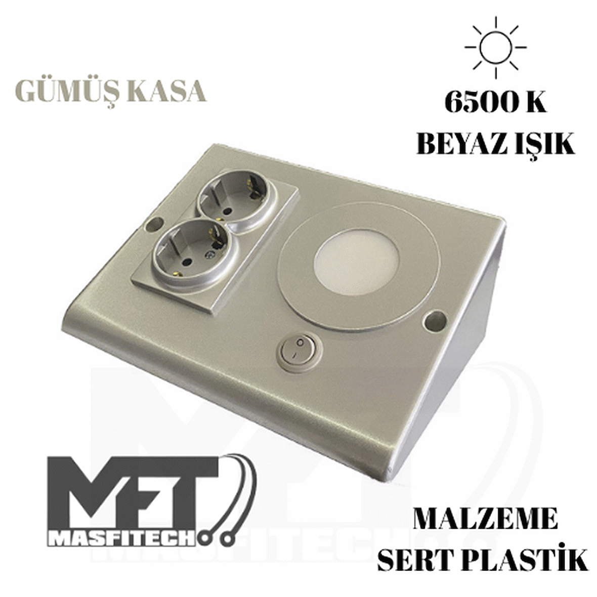  Dolap Ve Tezgah Altı Prizli Led Aydınlatma – 3 Watt Beyaz Işık | Mutfak Için Şık Işık Ve Priz Çözümü