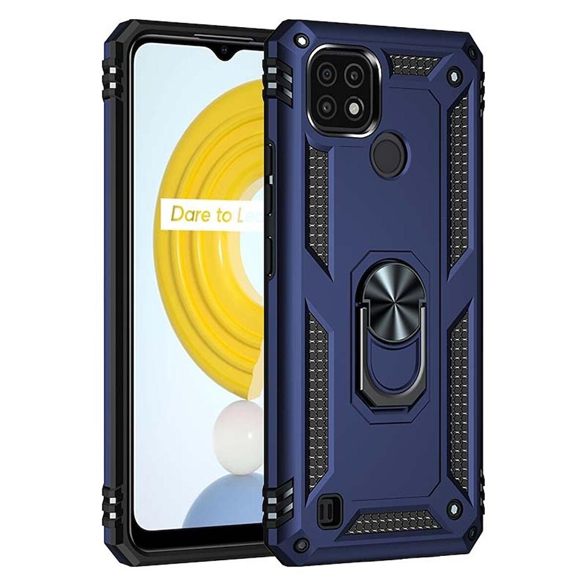 Smcase Realme C21 Kılıf Vega Yüzüklü Standlı Silikon