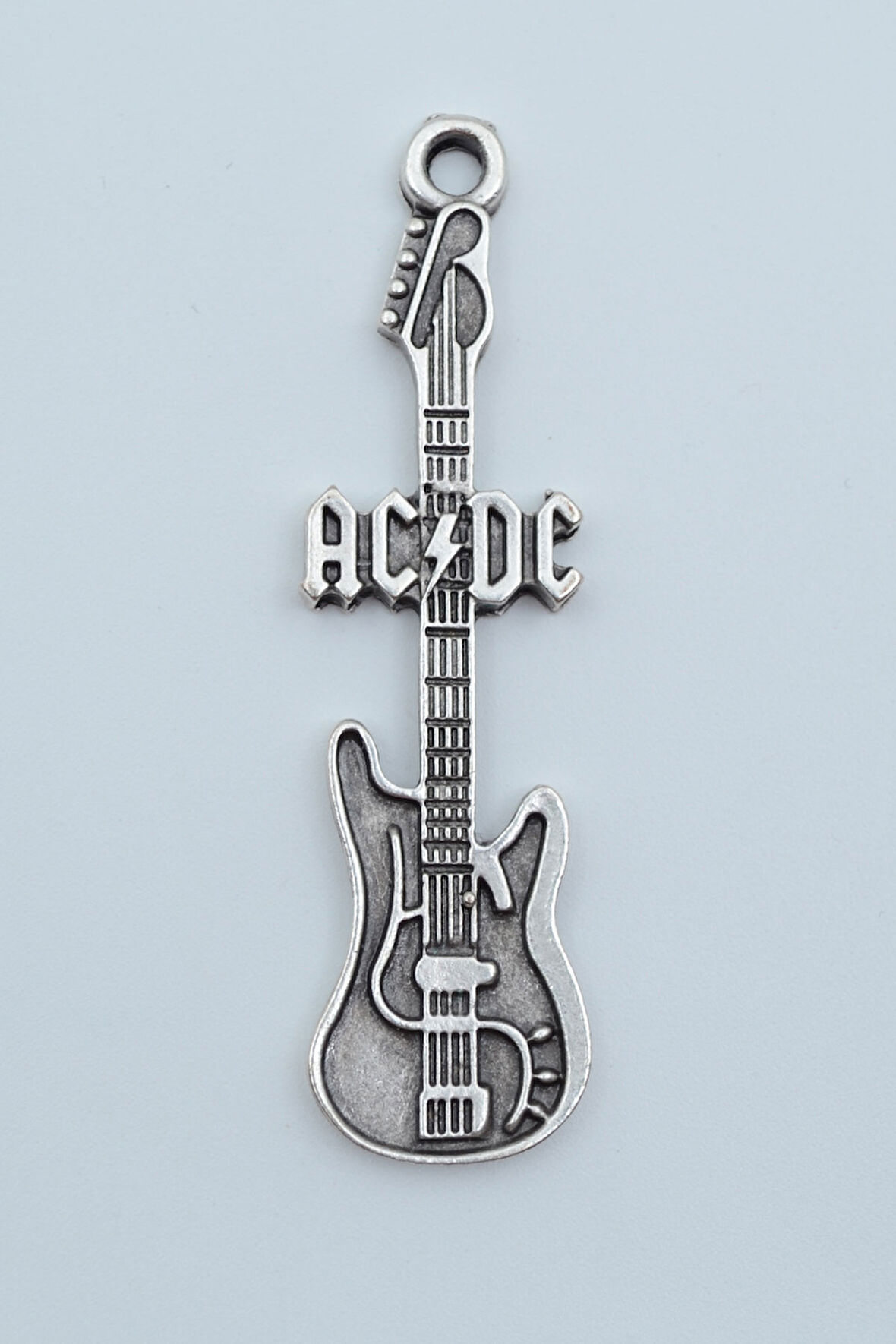 AC/DC Elektro Gitar Gümüş Kaplama Kolye Ucu