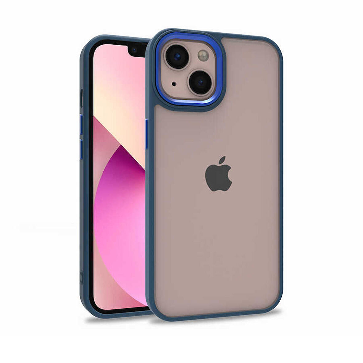 Gpack Apple iPhone 13 Kılıf Flora Sert Silikon Arkası Cam Şeffaf