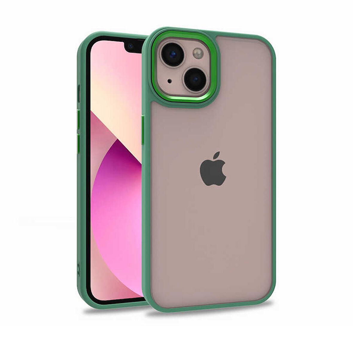 Gpack Apple iPhone 13 Kılıf Flora Sert Silikon Arkası Cam Şeffaf