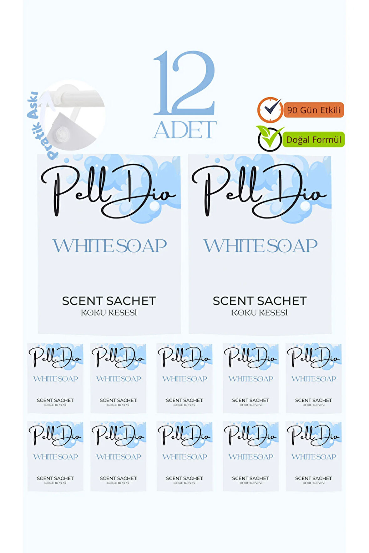 12'li Beyaz Sabun Ayakkabılık Dolap Ve Çekmece Parfümlü Kese Kokusu Oda Koku Kesesi